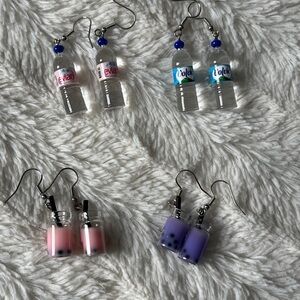 Cute Bottle and Drink Earrings Set